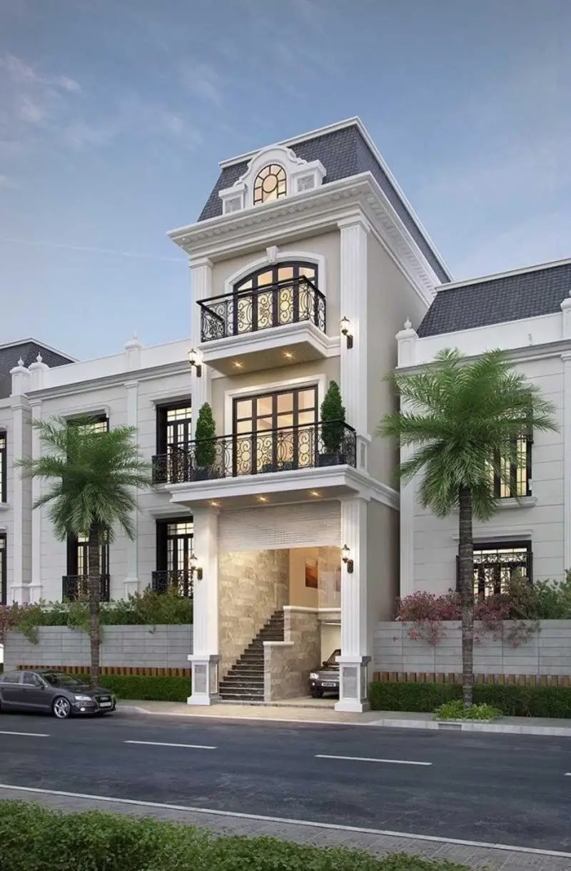 Biệt thự mái Mansard nổi bật không gian ngoại thất