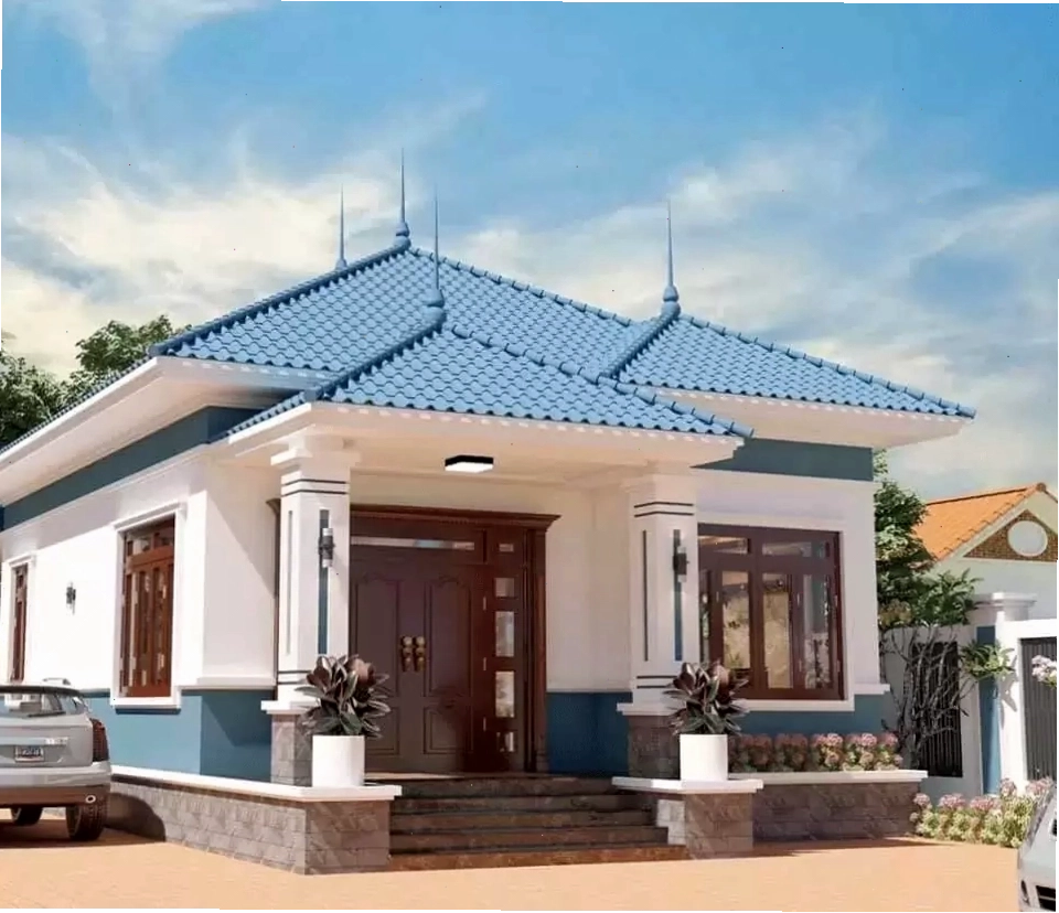 Đặc trưng của mái Nhật với độ dốc nhẹ và bờ mái rộng