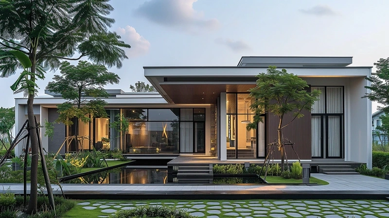 Hiện đại và trẻ trung biệt thự mái bằng phong cách hiện đại