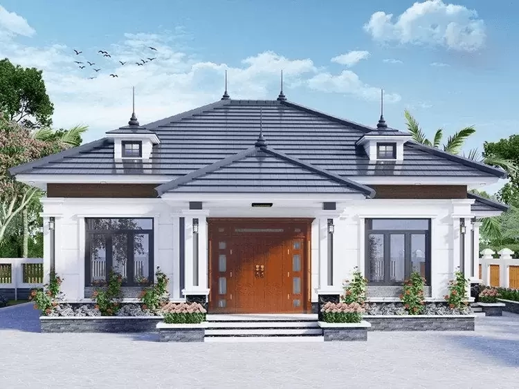 Không gian xanh mát cùng nhà mái thái nhỏ sân vườn