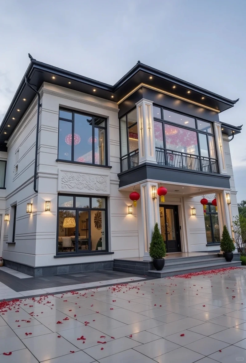 Mặt tiền ấn tượng với biệt thự 2 tầng mái bằng mặt tiền đẹp