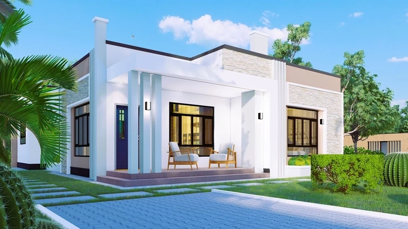 Mặt tiền sang trọng nhà mái bằng 4 phòng ngủ mặt tiền đẹp