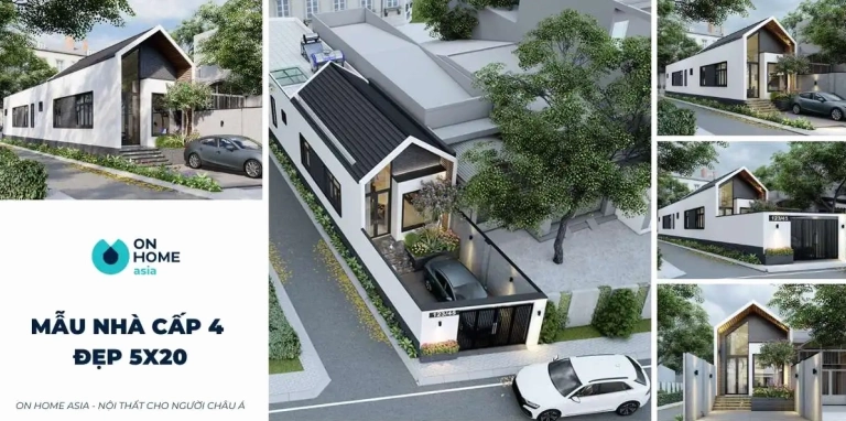 Mẫu nhà cấp 4 đẹp 5x20 mái bằng: Giải pháp tối ưu cho không gian sống