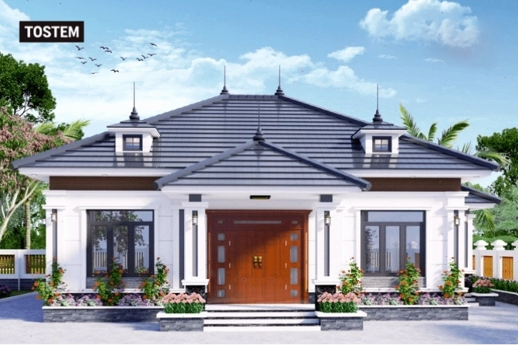 Mẫu nhà cấp 4 mái Nhật đẹp, đơn giản, hiện đại với gam màu trung tính