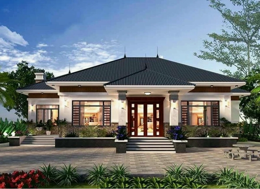 Mẫu nhà mái Nhật 1 tầng tân cổ điển