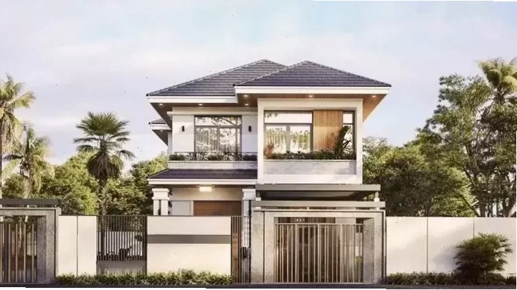 Mẫu nhà mái Nhật 2 tầng 8x10m đẹp và tiện nghi