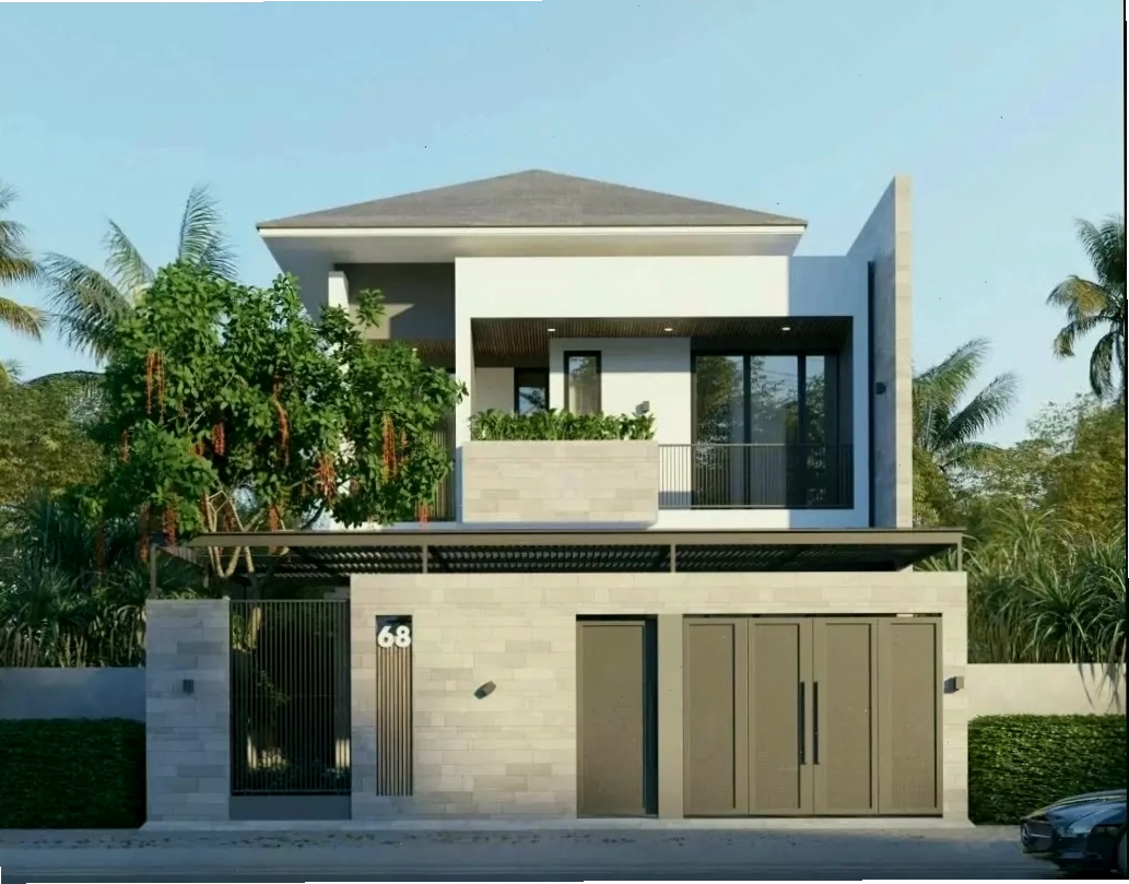 Mẫu nhà mái Nhật 2 tầng 8x12m với kiến trúc bề thế và sang trọng