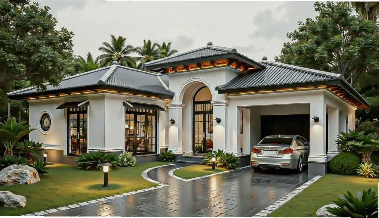 Nhà cấp 4 3 gian mái Nhật với sân vườn thoáng đãng