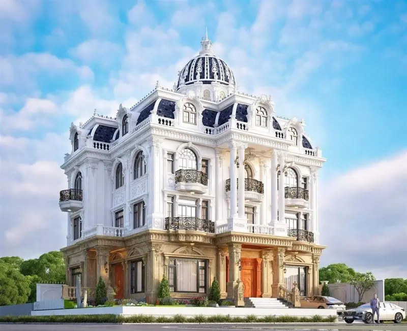 Nhà mái Mansard 4 tầng tạo ấn tượng sang trọng cuốn hút