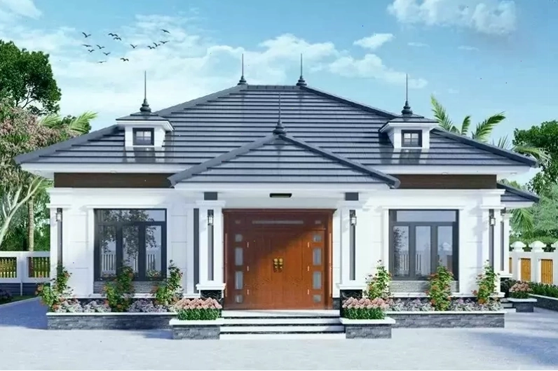 Nhà mái Nhật 1 tầng đẹp với không gian xanh mát