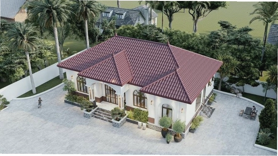 Nhà mái Nhật 1 tầng hiện đại với sân vườn