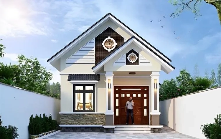 Nhà mái thái nhỏ 2 tầng đẹp cân đối và bền vững