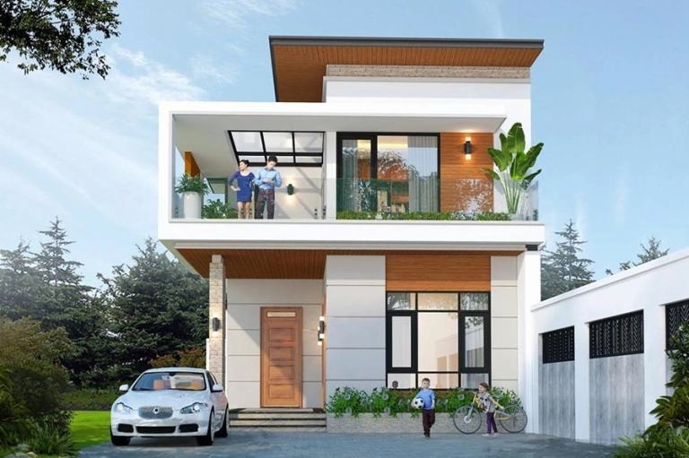 Nhà vuông 2 tầng mái bằng hiện đại: Lựa chọn tối ưu cho không gian sống 2026