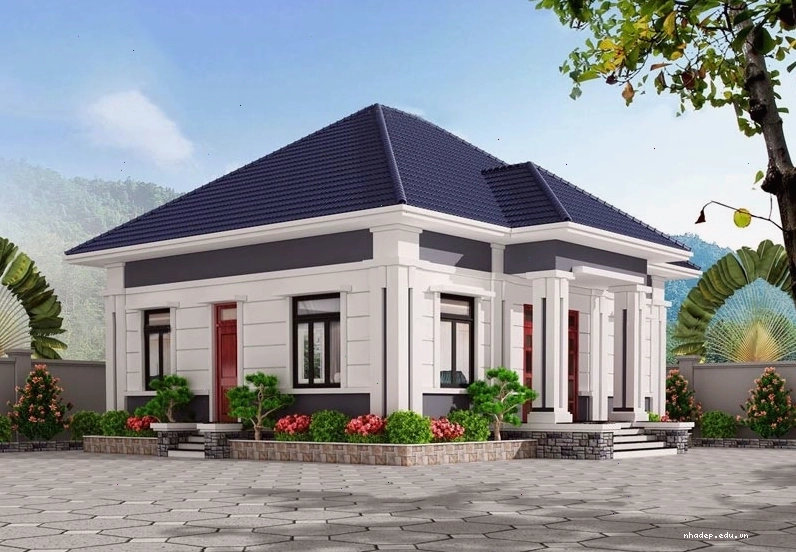Thiết kế thi công mẫu nhà vuông 1 tầng mái Nhật
