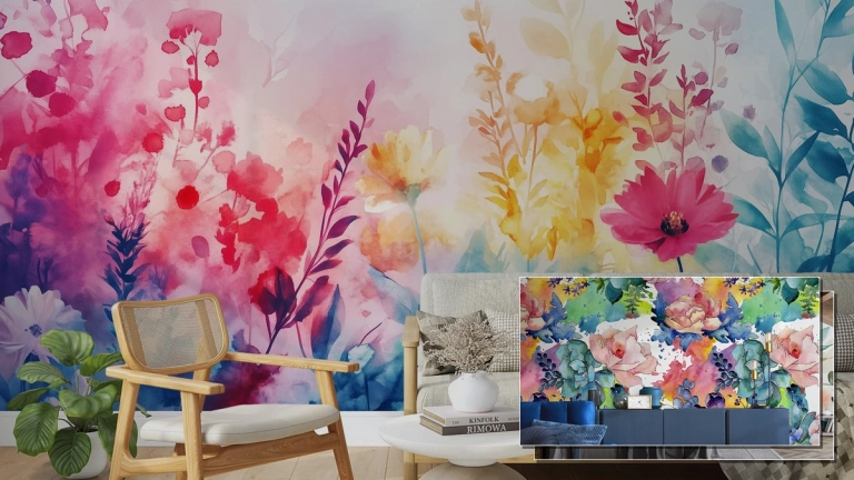 Transforming spaces with removable watercolor floral wallpaper for accent wall