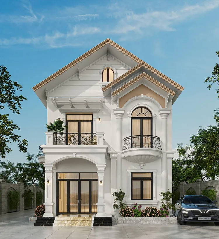 Ý tưởng mới cho thiết kế mặt tiền nhà mái thái 2 tầng